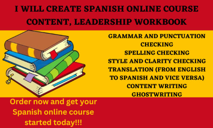 Gig Preview - Create spanish online course content, leadership workbook, and lesson plan, ppt