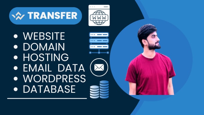 Gig Preview - Transfer your website, domain, hosting, email, and database