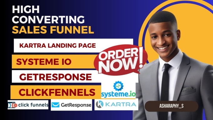 Gig Preview - Build sales funnels landing pages in clickfunnel systeme io getresponse kartra