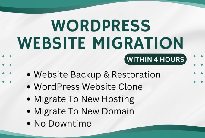 Gig Preview - Transfer, backup, move, migrate wordpress website in 4hrs