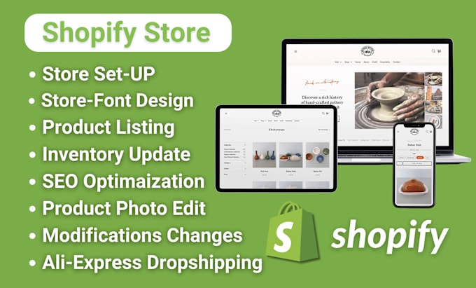 Gig Preview - Setup shopify, upload product inventory, dropshipping, design storefront