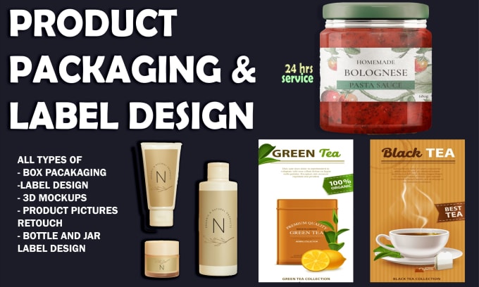 Gig Preview - Do product label design, box packaging, product pictures and pouch design