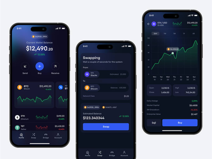 Gig Preview - Do crypto wallet app, blockchain app, exchange website, fintech app, mobile app