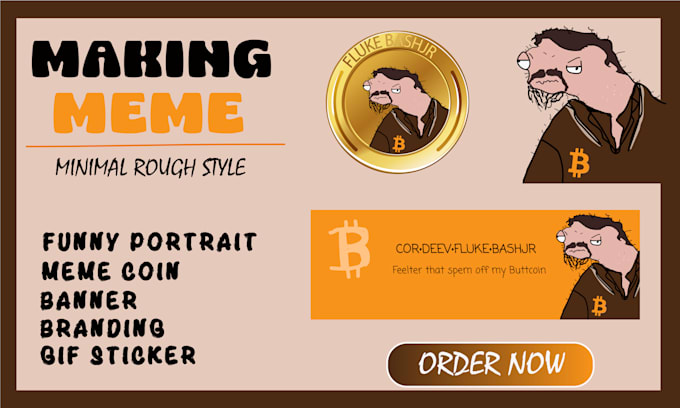 Bestseller - crypto meme art, twitter banner, cartoon character, meme coin