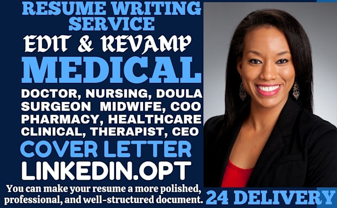 Gig Preview - Write medical, doctor, nursing, healthcare, pharmacy, biotech, eye care resume