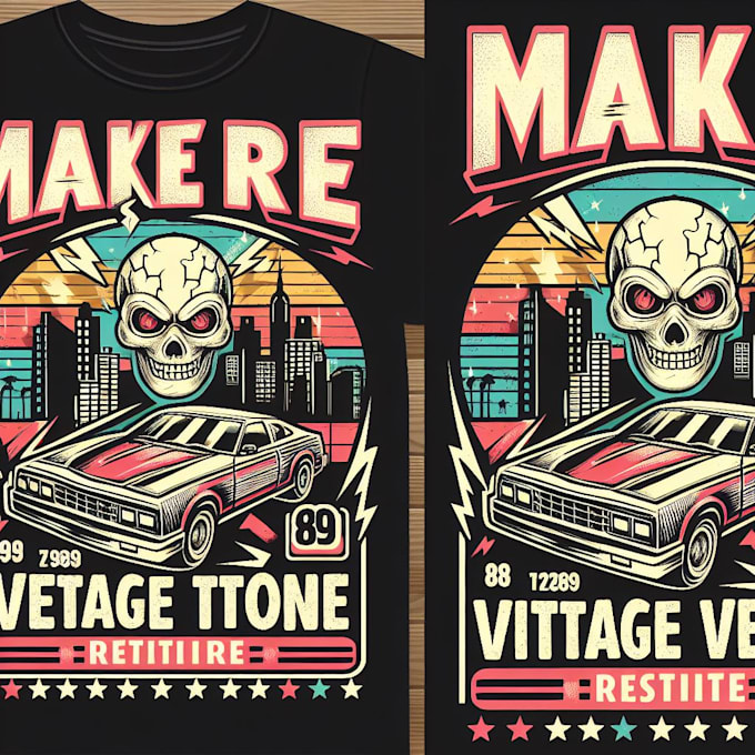 Gig Preview - Make retro vintage t shirt design and illustration