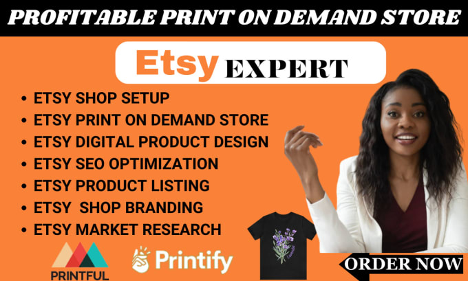 Gig Preview - Setup etsy print on demand shop etsy seo print on demand product listing store