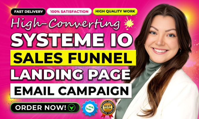 Gig Preview - Build systeme io sales funnel, systeme io landing page, systeme io sales page