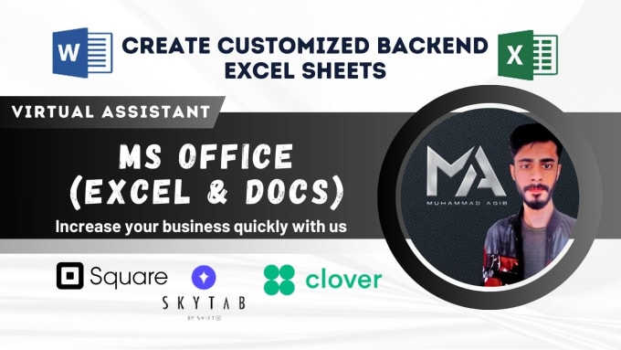 Gig Preview - Create backend excel menu sheets for pos platform clover, square, skytab, toast