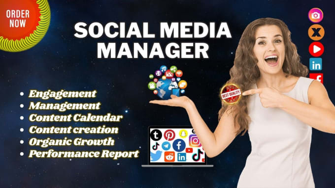 Gig Preview - Manage your social media accounts tiktok instagram youtube linkdinn twitterx