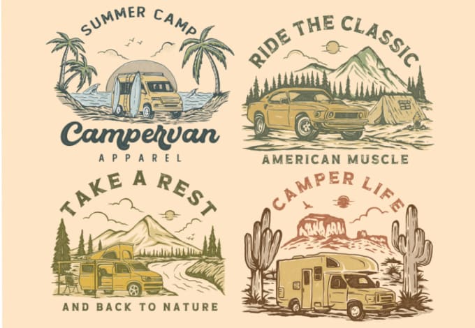 Gig Preview - Design a vintage retro t shirt with a custom illustration