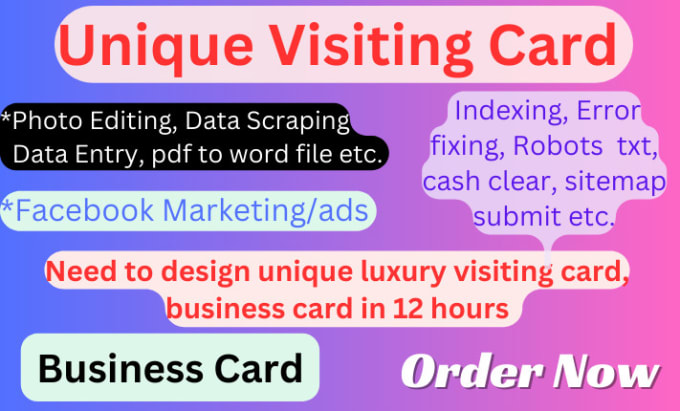 Gig Preview - Do unique luxury visiting card, business card design in 12 hours