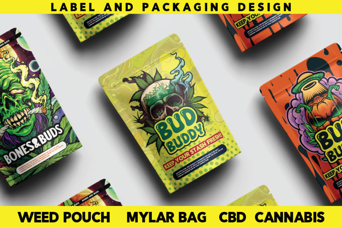 Gig Preview - Design weed pouch, cannabis packaging, mylar bag and cbd products