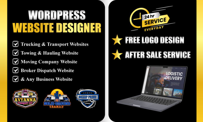 Gig Preview - Create logistics, trucking, dispatch and towing  website