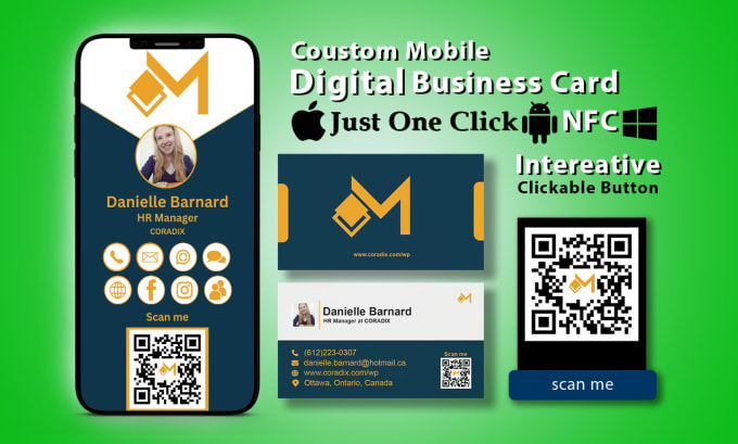 Gig Preview - Design mobile digital business card physical card vcard with qr code