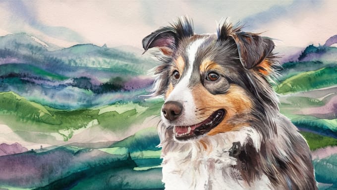 Gig Preview - Do a custom watercolor pet portrait painting