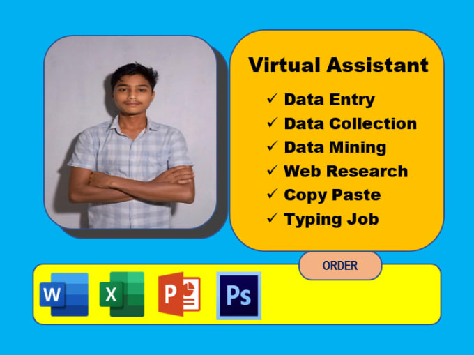 Gig Preview - Be your virtual assistant for data entry, typing, copy paste and web research