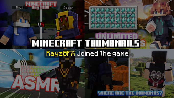 Gig Preview - Create engaging minecraft thumbnails for your youtube video