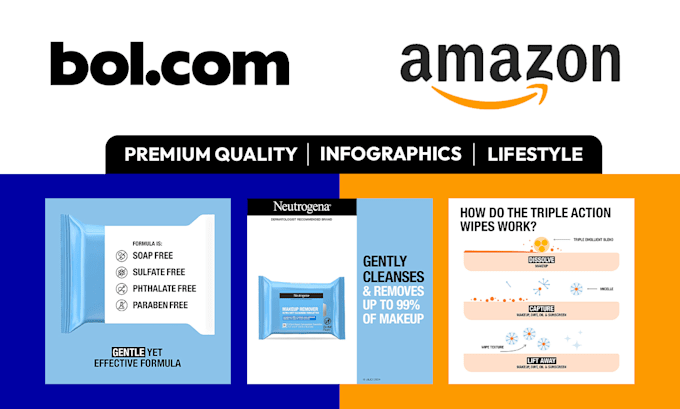 Gig Preview - Design amazon listing images and bol product listing images and bol infographic