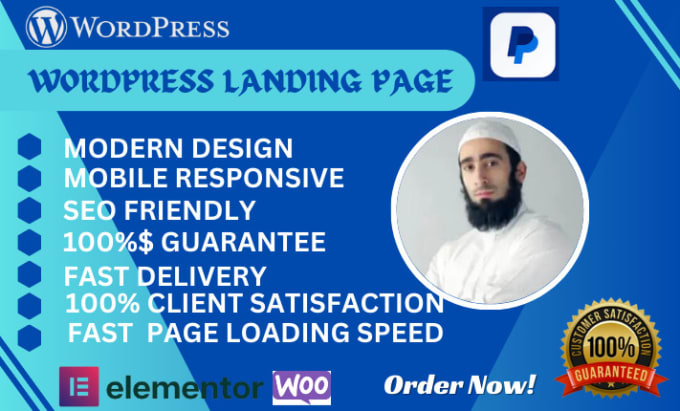 Gig Preview - Build responsive wordpress website landing page design, elementor landing page