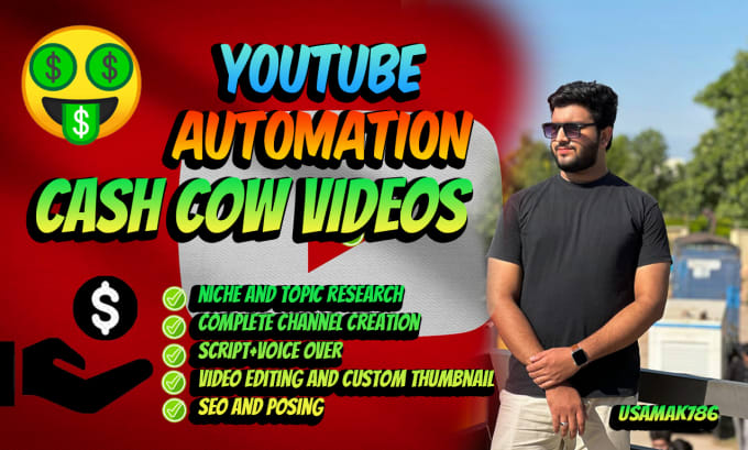 Gig Preview - Create and manage youtube automation channel with faceless cash cow videos