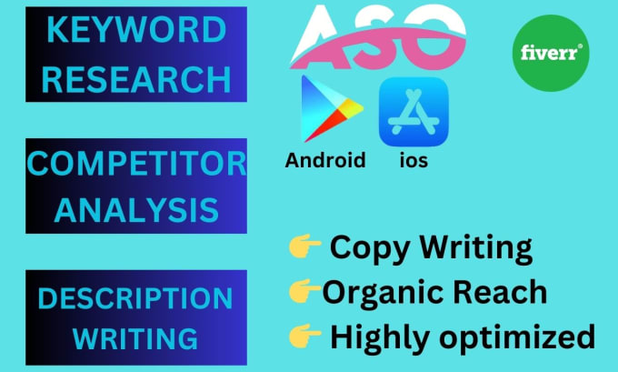 Gig Preview - Rank your app by aso optimization in the play store and app store