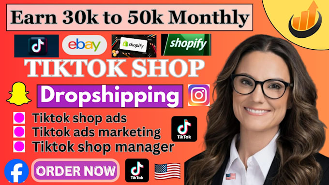 Gig Preview - Tik tok shop, instagram shop, fb, tiktok shop dropshipping, tiktok ads marketing