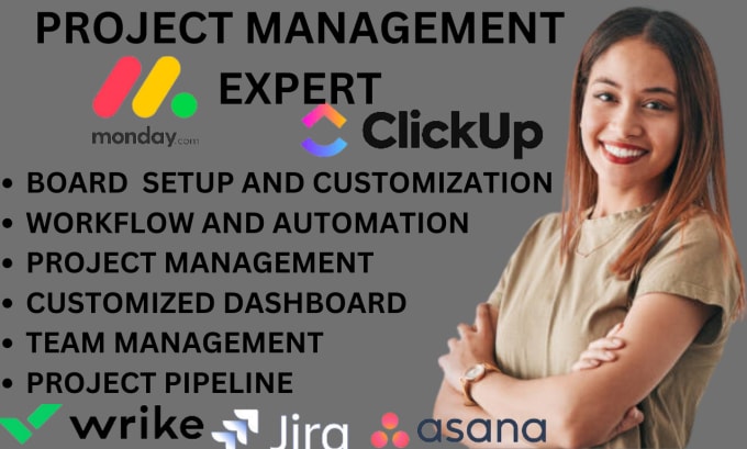 Gig Preview - Crm platform monday clickup wrike setup board automation project management