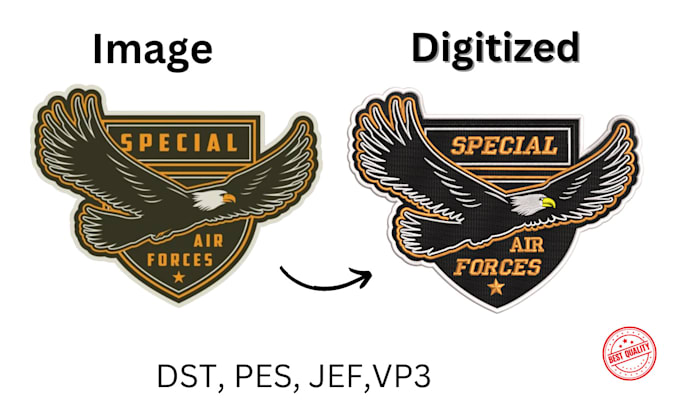 Gig Preview - Do embroidery digitizing into dst pes vp3 jef exp