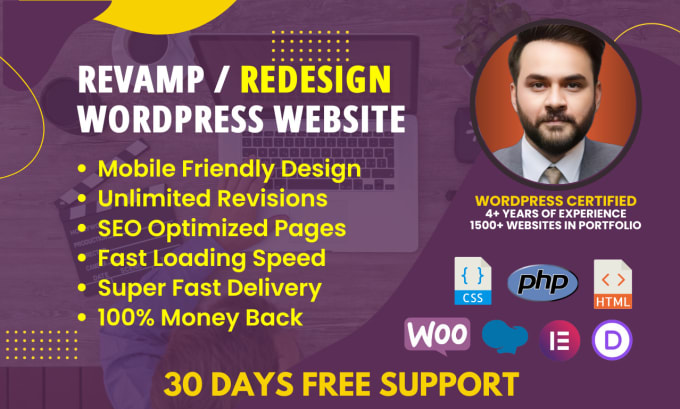 Gig Preview - Design, redesign or revamp wordpress website professionally