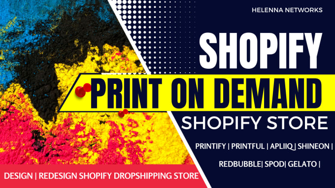 Gig Preview - Shopify print on demand shineon apliiq printify printful design shopify etsy pod