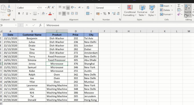 Gig Preview - Do data sorting , cleaning and formatting in excel