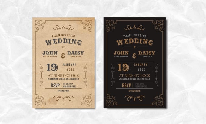 Gig Preview - Make a vintage wedding or save the date portrait invitation