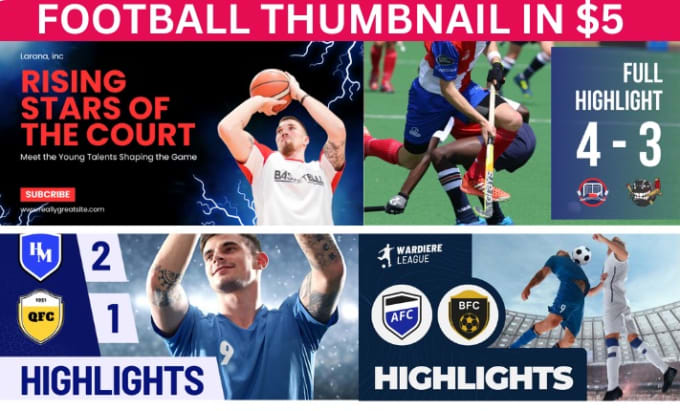 Gig Preview - High quality football or soccer thumbnails for youtube