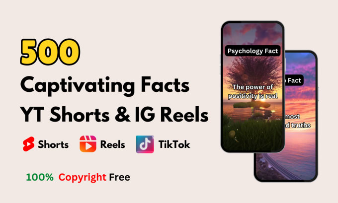 Gig Preview - Create 500 engaging facts, motivational shorts for youtube, ig, tik tok