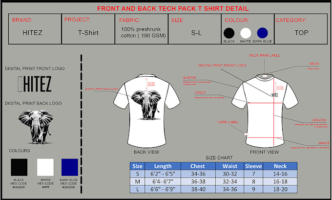 Gig Preview - Design technical clothing tech pack mockup of apparel brand