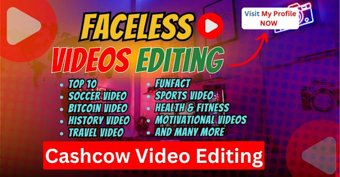 Gig Preview - Be your faceless youtube video editor