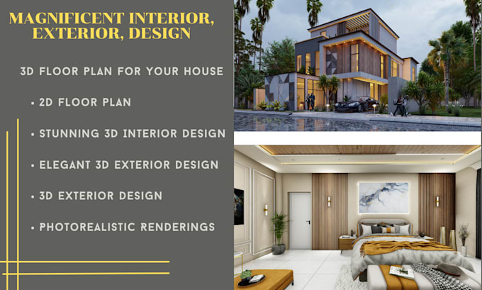 Gig Preview - Do magnificent interior, exterior design  and rendering for 3d house