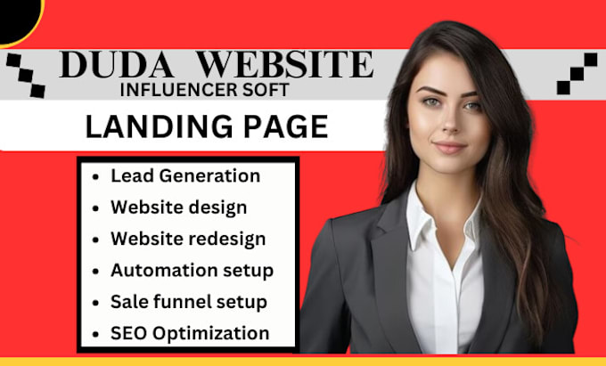 Gig Preview - Create a landing page and sales funnel on influencer soft and duda website