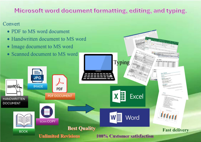 Gig Preview - Do ms word and excel documents formatting, editing, typing