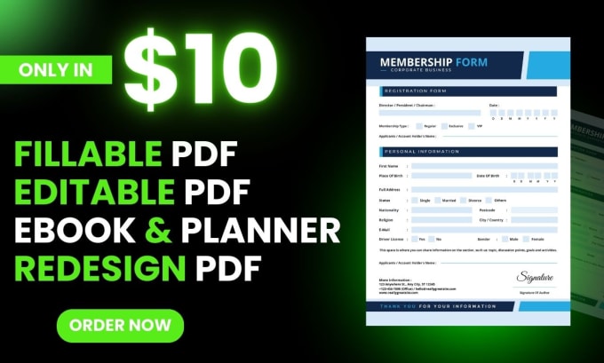 Gig Preview - Create fillable and editable pdf form, interactive ebook, and workbook