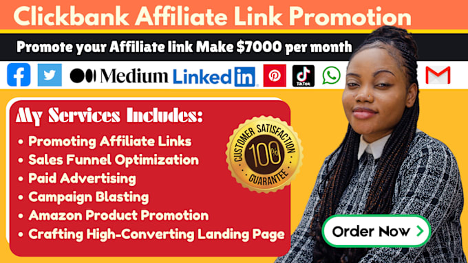 Gig Preview - Clickbank affiliate link promotion, affiliate marketing clickbank link promotion