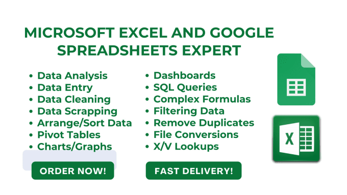 Gig Preview - Do any excel,  google spreadsheets data related work