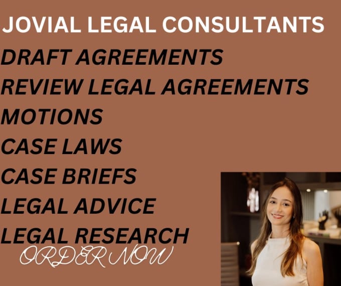 Gig Preview - Do legal drafting, reviewing, agreements, motions, case briefs, laws, memos, etc