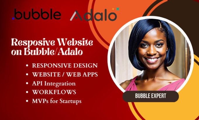 Gig Preview - Build your responsive websites on bubble io adalo