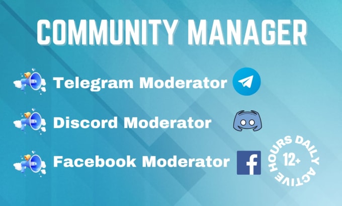 Bestseller - be your telegram moderator, discord moderator and facebook group moderator