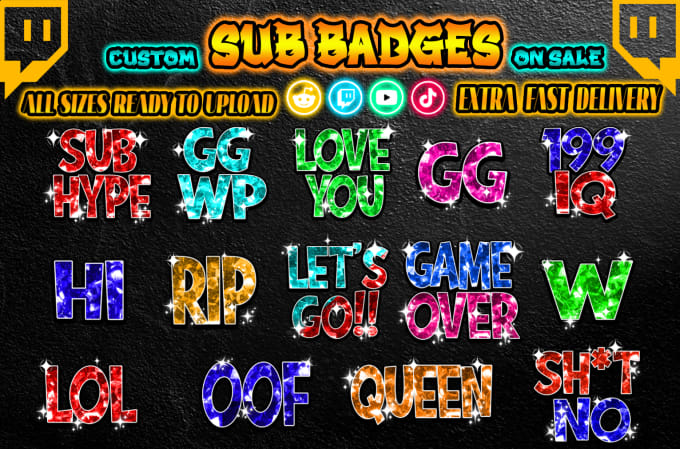 Gig Preview - Create awesome twitch sub badges ,twitch badges and emotes