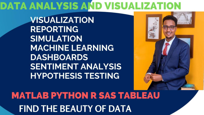 Gig Preview - Data analysis and visualization using python r sas matlab tableau