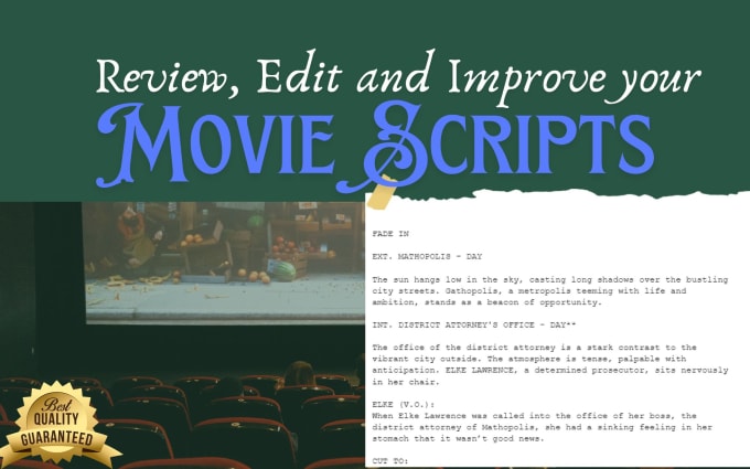 Gig Preview - Edit, review and improve your movie script, screenplay