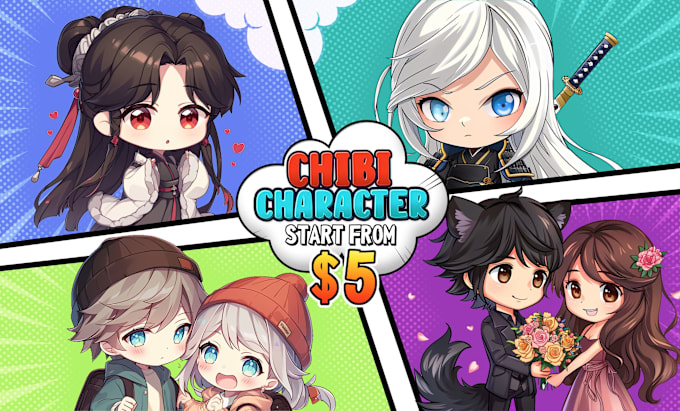 Gig Preview - Draw cute chibi character art and sticker with anime style